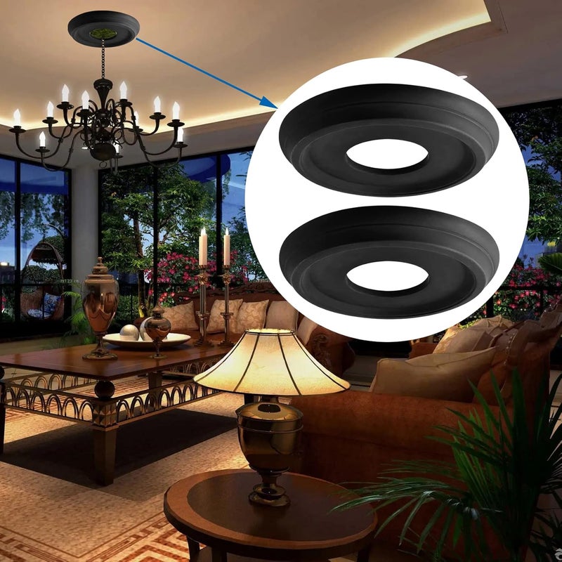 ECUDIS Molded PU Ceiling Medallion for Light Fixtures and Ceiling Fans, 10" OD x 4" ID, 2 Pack (Black) - Image 5
